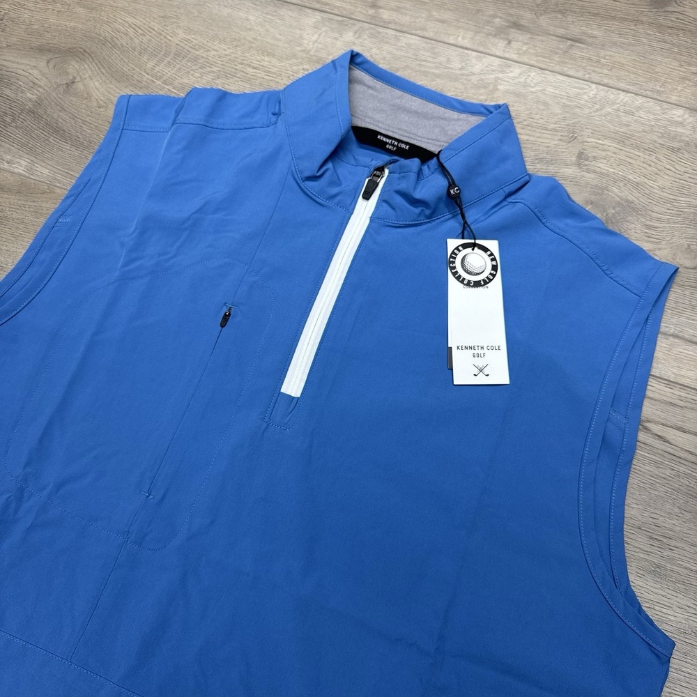 NWT Kenneth Cole Golf Blue 1/4 Zip Windbreaker Pullover Vest‎ Men's Sz L